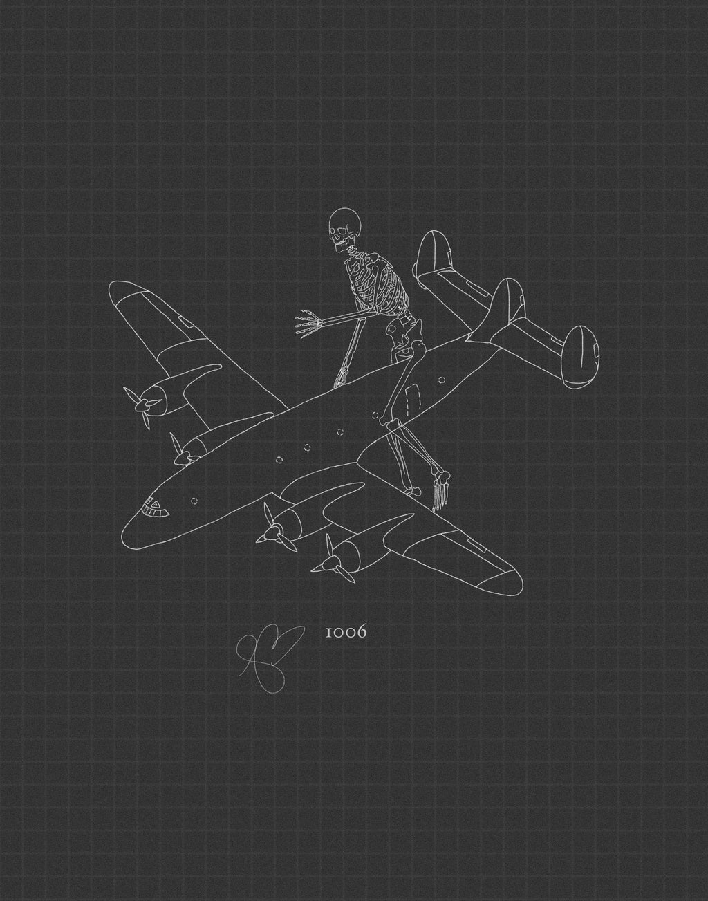 #1006 Skeletons on a Plane Fine Art Print